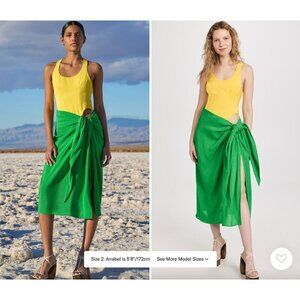 Rosie Assoulin Sarong Cut Out Midi Dress Green Yellow Womens Size 8